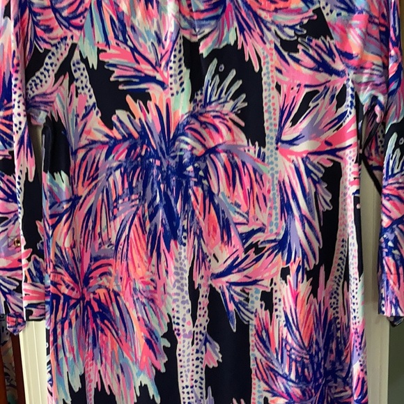 Lilly Pulitzer Bailor Dress size small. Bright Navy Palms Up - Picture 3 of 6